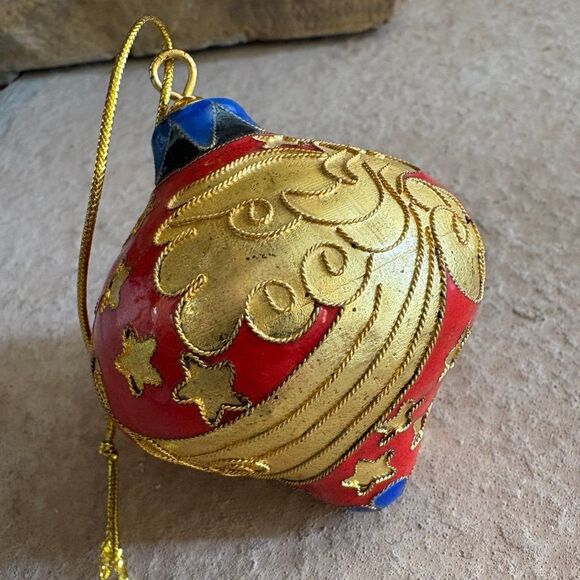 Vintage Cloisonne Bird Design Bulb Shaped Christmas Ornament - Picture 3 of 7